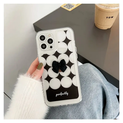 Bow Polka Dot Transparent Phone Case - iPhone 13 Pro Max / 