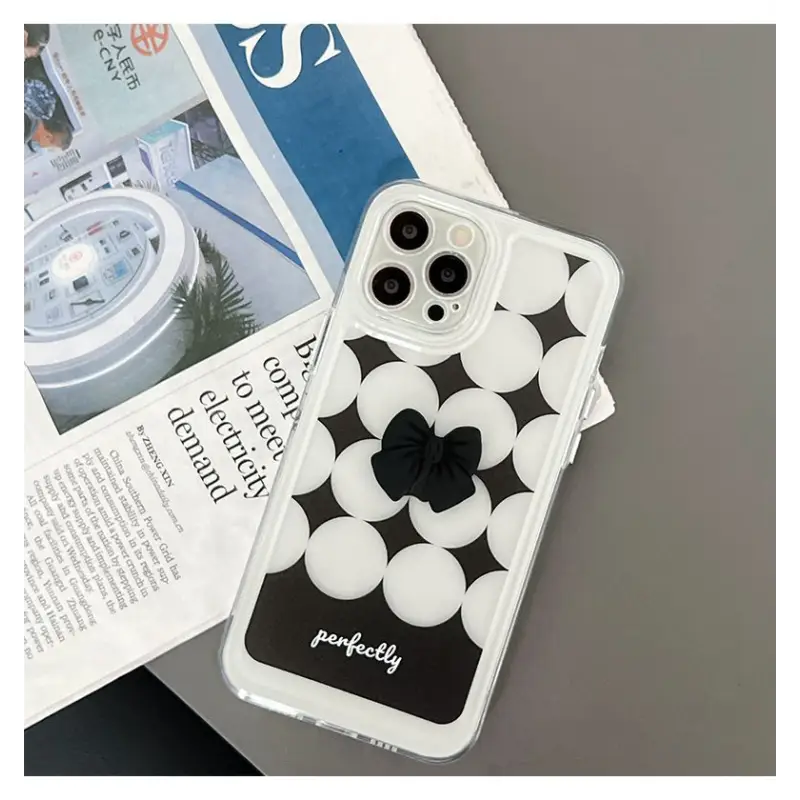 Bow Polka Dot Transparent Phone Case - iPhone 13 Pro Max / 