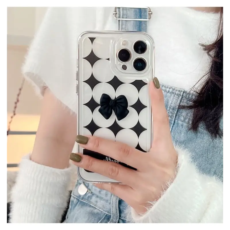 Bow Polka Dot Transparent Phone Case - iPhone 13 Pro Max / 