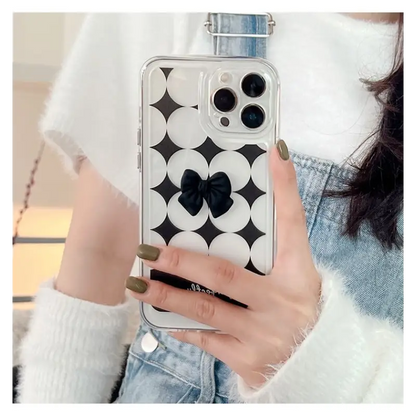 Bow Polka Dot Transparent Phone Case - iPhone 13 Pro Max / 