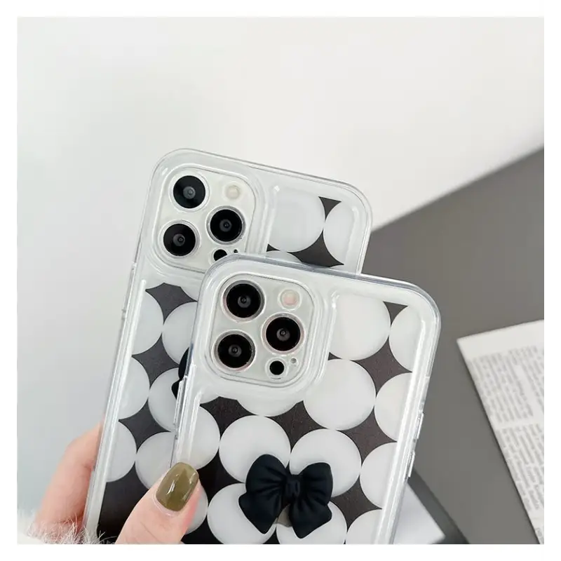 Bow Polka Dot Transparent Phone Case - iPhone 13 Pro Max / 