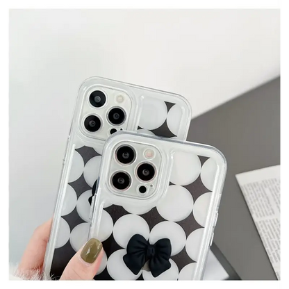 Bow Polka Dot Transparent Phone Case - iPhone 13 Pro Max / 