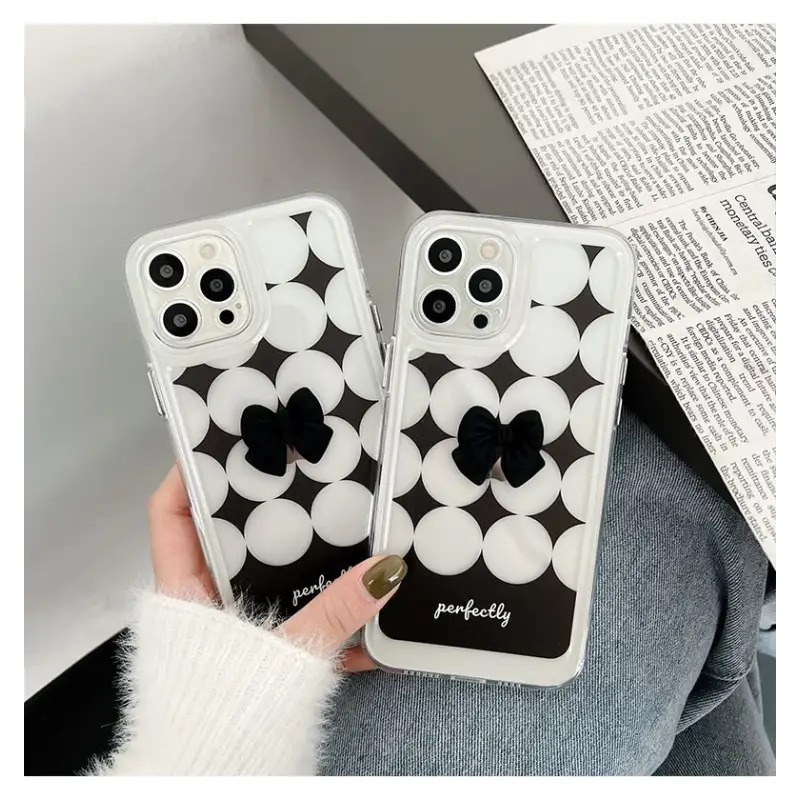 Bow Polka Dot Transparent Phone Case - iPhone 13 Pro Max / 