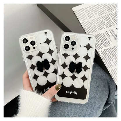 Bow Polka Dot Transparent Phone Case - iPhone 13 Pro Max / 