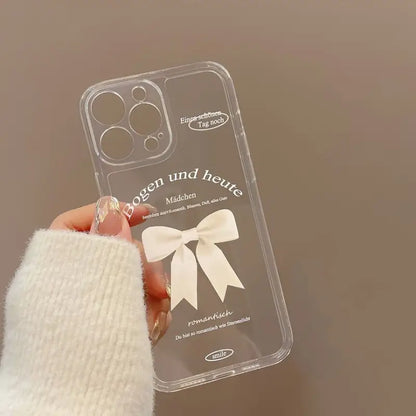 Bow Transparent Phone Case - iPhone 7 / 8 / SE / 7 Plus / 8 Plus / X / XS / XS Max / XR / 11 / 11 Pro / 11 Pro Max / 12 mini / 12 / 12 Pro / 12 Pro Max / 13 mini / 13 / 13 Pro / 13 Pro Max-2