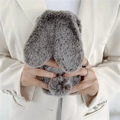 Bunny Ears Plush Fur Case For Samsung Galaxy Z Flip 3/ Z 