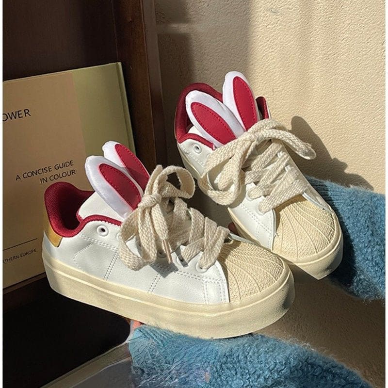 Bunny Rabbit Ear Sneakers Shoes - Heartzcore - Red / US 4/UK