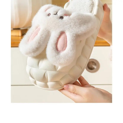 Bunny Rabbit Winter Fluffy Home Slippers W368 - slippers