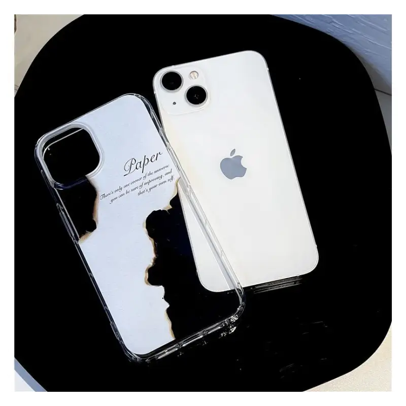 Burnt Paper Print Lettering Phone Case - iPhone 13 Pro Max /