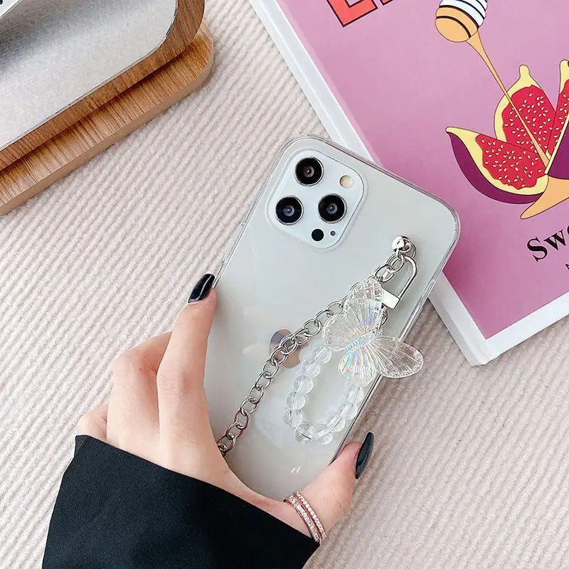 Butterfly Chain Transparent Phone Case - iPhone 12 Pro Max /