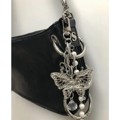 Butterfly With Black Pearls Chain iPhone Case W129 - iphone 