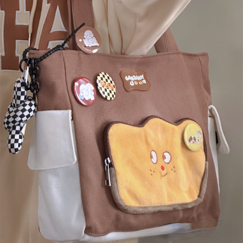 Cute Face White Brown Shoulder Bag ON675 Cospicky