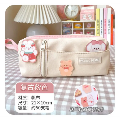 Canvas Pencil Case / Brooch / Set Cg210 - Stationery