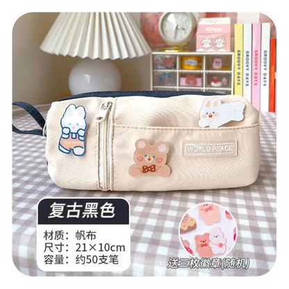 Canvas Pencil Case / Brooch / Set Cg210 - Stationery