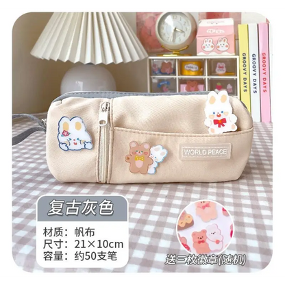 Canvas Pencil Case / Brooch / Set Cg210 - Stationery