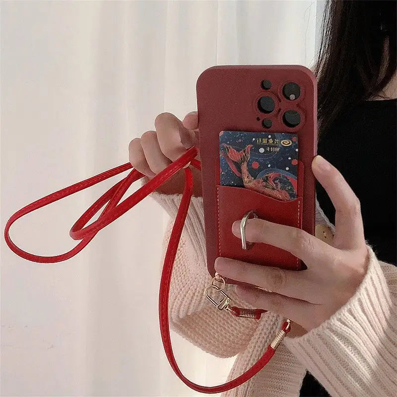 Card Holder Neck Strap Phone Case - Samsung-20
