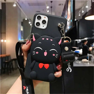 Cartoon Cat Wallet Oneplus Phone Case BC121 - For Oneplus 8 