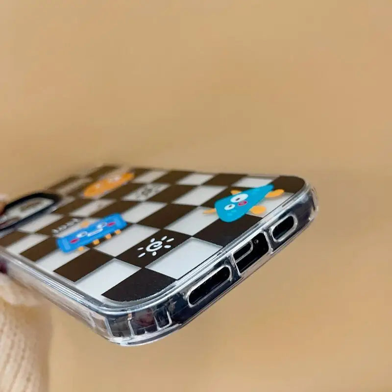 Cartoon Checker Transparent Phone Case - iPhone 13 Pro Max / 13 Pro / 13 / 13 mini / 12 Pro Max / 12 Pro / 12 / 12 mini / 11 Pro Max / 11 Pro / 11 / SE / XS Max / XS / XR / X / SE 2 / 8 / 8 Plus / 7 / 7 Plus-11