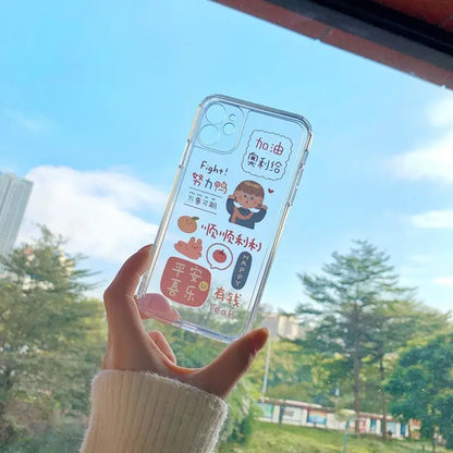 Cartoon Chinese Characters Transparent Phone Case - iPhone 12 Pro Max / 12 Pro / 12 / 12 mini / 11 Pro Max / 11 Pro / 11 / SE / XS Max / XS / XR / X / SE 2 / 8 / 8 Plus / 7 / 7 Plus-8