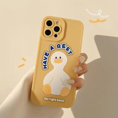 Cartoon Duck Phone Case - Iphone 7 / 8 / Se, 7 Plus / 8 Plus, X / Xs, Xs Max, Xr, 11, 11 Pro, 11 Pro Max, 12 Mini, 12, 12 Pro, 12 Pro Max, 13mini, 13, 13pro, 13pro Max-7