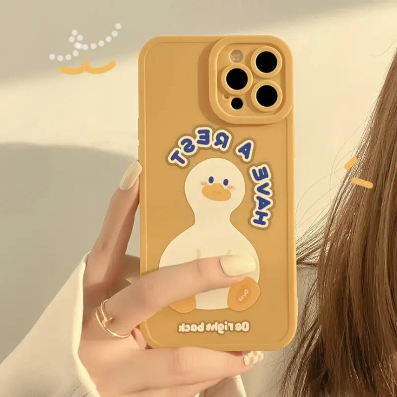Cartoon Duck Phone Case - Iphone 7 / 8 / Se, 7 Plus / 8 Plus, X / Xs, Xs Max, Xr, 11, 11 Pro, 11 Pro Max, 12 Mini, 12, 12 Pro, 12 Pro Max, 13mini, 13, 13pro, 13pro Max-6