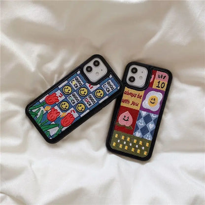 Cartoon Embroidered Phone Case - iPhone 12 Pro Max / 12 Pro 