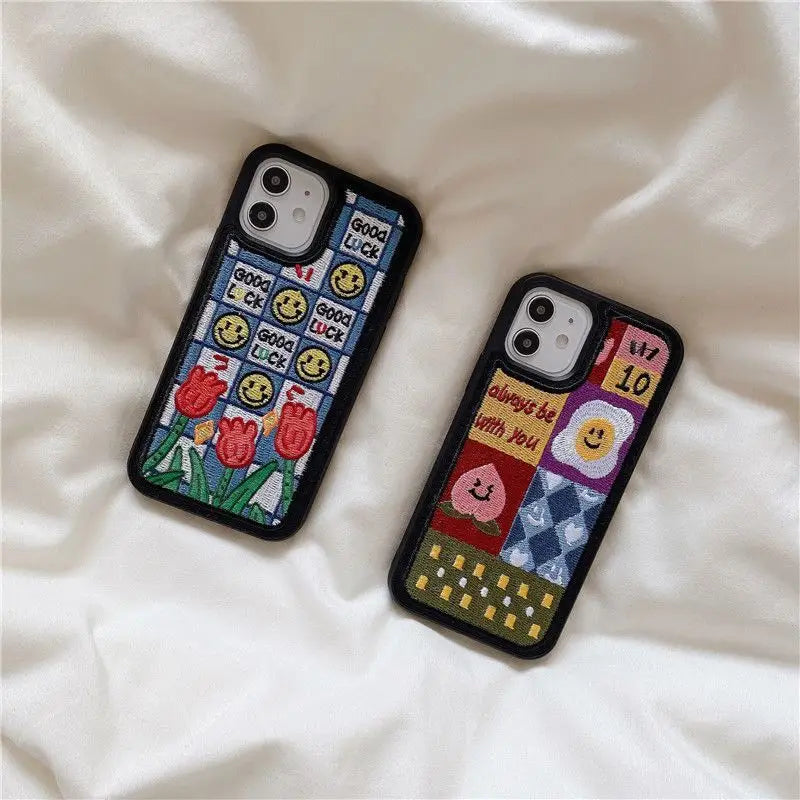 Cartoon Embroidered Phone Case - iPhone 12 Pro Max / 12 Pro 