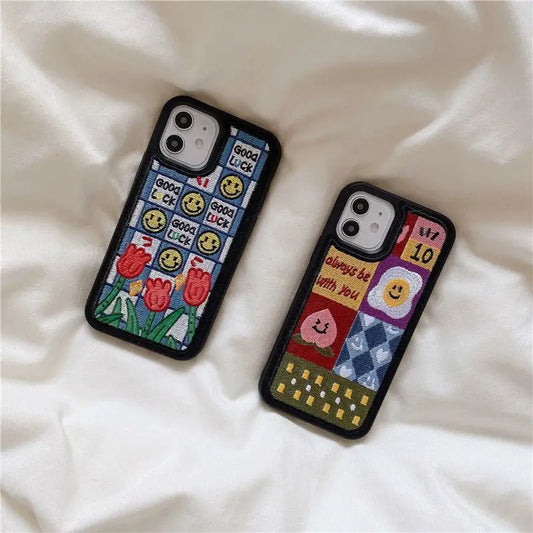 Cartoon Embroidered Phone Case - iPhone 12 Pro Max / 12 Pro 