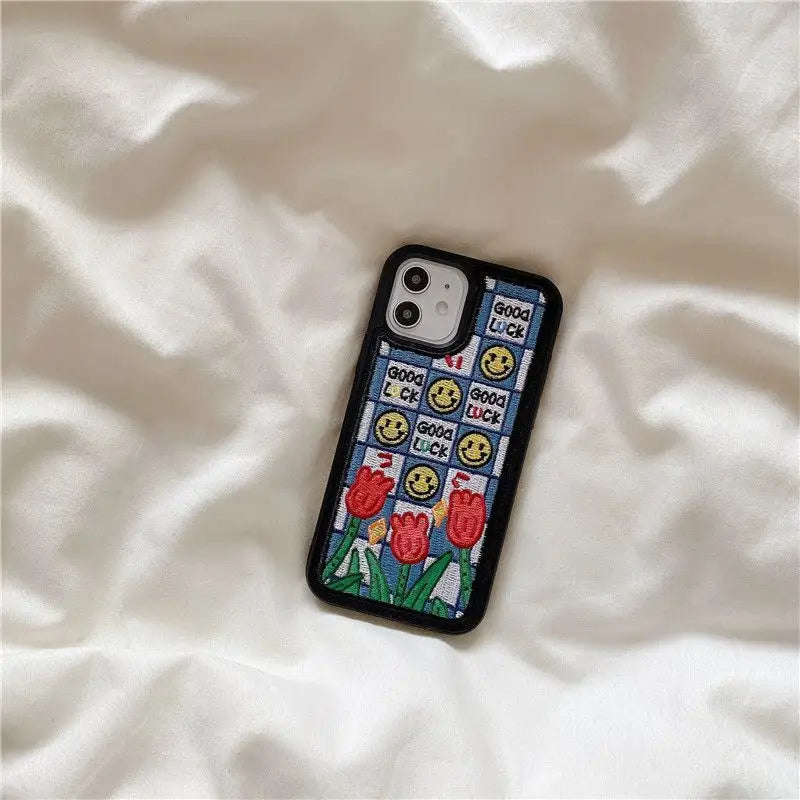 Cartoon Embroidered Phone Case - iPhone 12 Pro Max / 12 Pro 