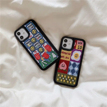 Cartoon Embroidered Phone Case - iPhone 12 Pro Max / 12 Pro 