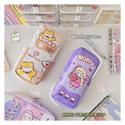 Cartoon Faux Leather Pencil Case Cg286 - Stationery