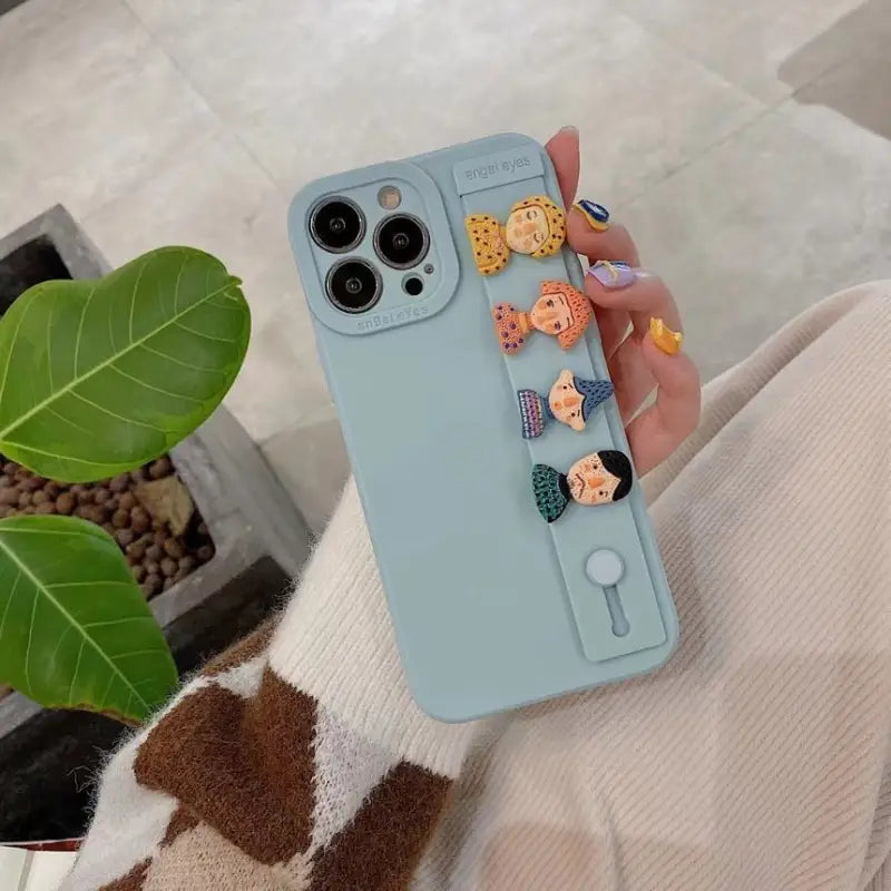 Cartoon Hand Strap Phone Case - iPhone 13 Pro Max / 13 Pro / 13 / 12 Pro Max / 12 Pro / 12 / 11 Pro Max / 11 Pro / 11 / XS Max / XR / XS / X / 8 Plus / 7 Plus-3