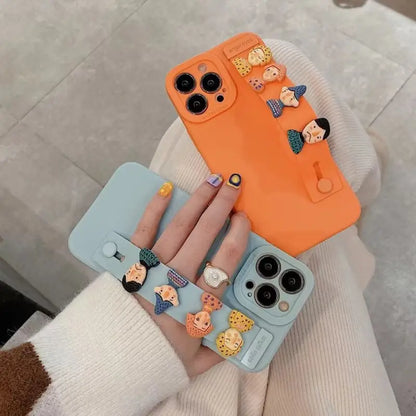 Cartoon Hand Strap Phone Case - iPhone 13 Pro Max / 13 Pro / 13 / 12 Pro Max / 12 Pro / 12 / 11 Pro Max / 11 Pro / 11 / XS Max / XR / XS / X / 8 Plus / 7 Plus-2