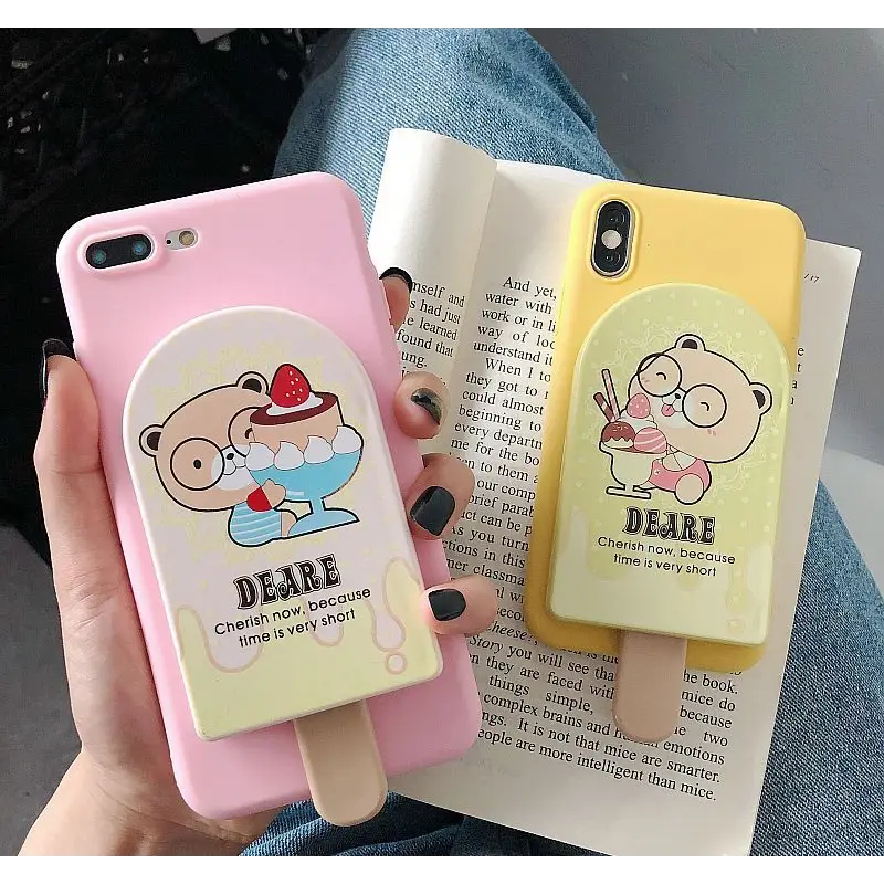 Cartoon Print Mirrored Phone Case with Hair Comb - iPhone 11 Pro Max / 11 Pro / 11 / SE / XS Max / XS / XR / X / SE 2 / 8 / 8 Plus / 7 / 7 Plus-7