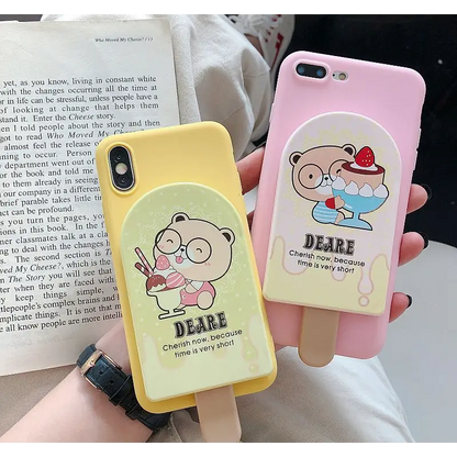Cartoon Print Mirrored Phone Case with Hair Comb - iPhone 11 Pro Max / 11 Pro / 11 / SE / XS Max / XS / XR / X / SE 2 / 8 / 8 Plus / 7 / 7 Plus-8