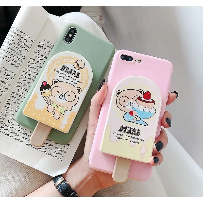 Cartoon Print Mirrored Phone Case with Hair Comb - iPhone 11 Pro Max / 11 Pro / 11 / SE / XS Max / XS / XR / X / SE 2 / 8 / 8 Plus / 7 / 7 Plus-6