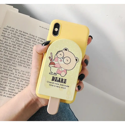 Cartoon Print Mirrored Phone Case with Hair Comb - iPhone 11 Pro Max / 11 Pro / 11 / SE / XS Max / XS / XR / X / SE 2 / 8 / 8 Plus / 7 / 7 Plus-10