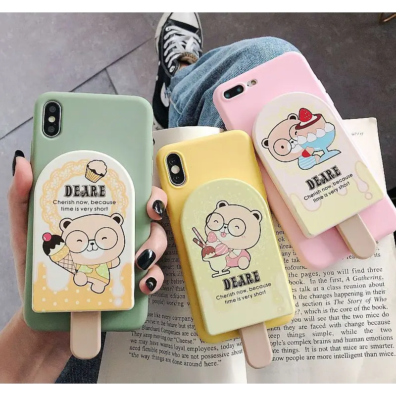 Cartoon Print Mirrored Phone Case with Hair Comb - iPhone 11 Pro Max / 11 Pro / 11 / SE / XS Max / XS / XR / X / SE 2 / 8 / 8 Plus / 7 / 7 Plus-5