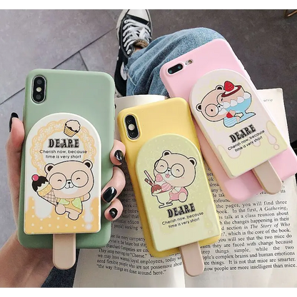 Cartoon Print Mirrored Phone Case with Hair Comb - iPhone 11 Pro Max / 11 Pro / 11 / SE / XS Max / XS / XR / X / SE 2 / 8 / 8 Plus / 7 / 7 Plus-5
