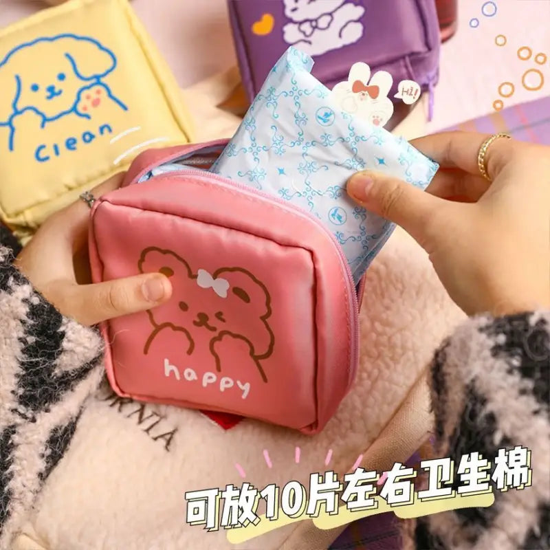 Cartoon Print Sanitary Pouch Cg262 - Pouches