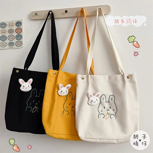 Cartoon Print Tote Bag Cg419 - Black / One Size - Shopper 