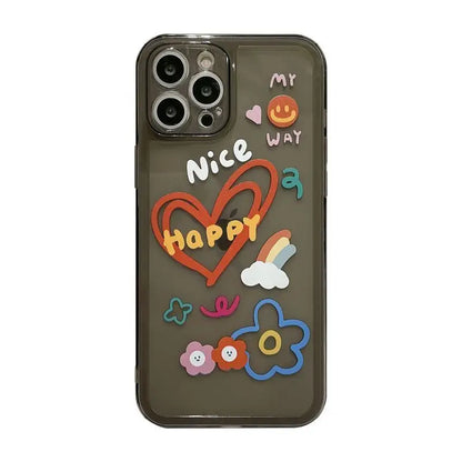 Cartoon Print Transparent Phone Case - iPhone 12 Pro Max / 12 Pro / 12 / 12 mini / 11 Pro Max / 11 Pro / 11 / SE / XS Max / XS / XR / X / SE 2 / 8 / 8 Plus / 7 / 7 Plus-4