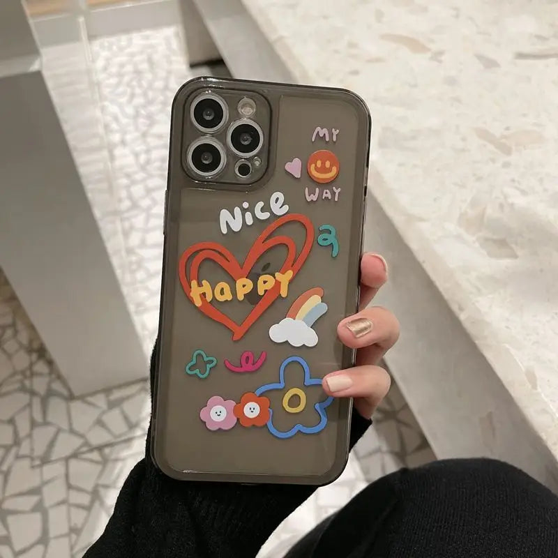 Cartoon Print Transparent Phone Case - iPhone 12 Pro Max / 12 Pro / 12 / 12 mini / 11 Pro Max / 11 Pro / 11 / SE / XS Max / XS / XR / X / SE 2 / 8 / 8 Plus / 7 / 7 Plus-8