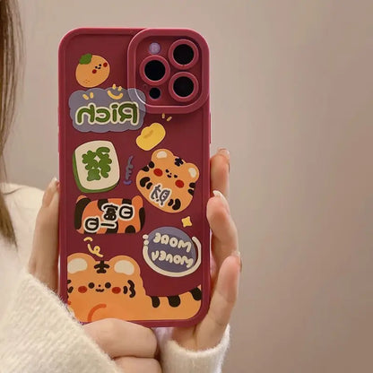 Cartoon Tiger Phone Case - Iphone 7 / 8 / Se, 7 Plus / 8 Plus, X / Xs, Xs Max, Xr, 11, 11 Pro, 11 Pro Max, 12 Mini, 12, 12 Pro, 12 Pro Max, 13mini, 13, 13pro, 13pro Max-5