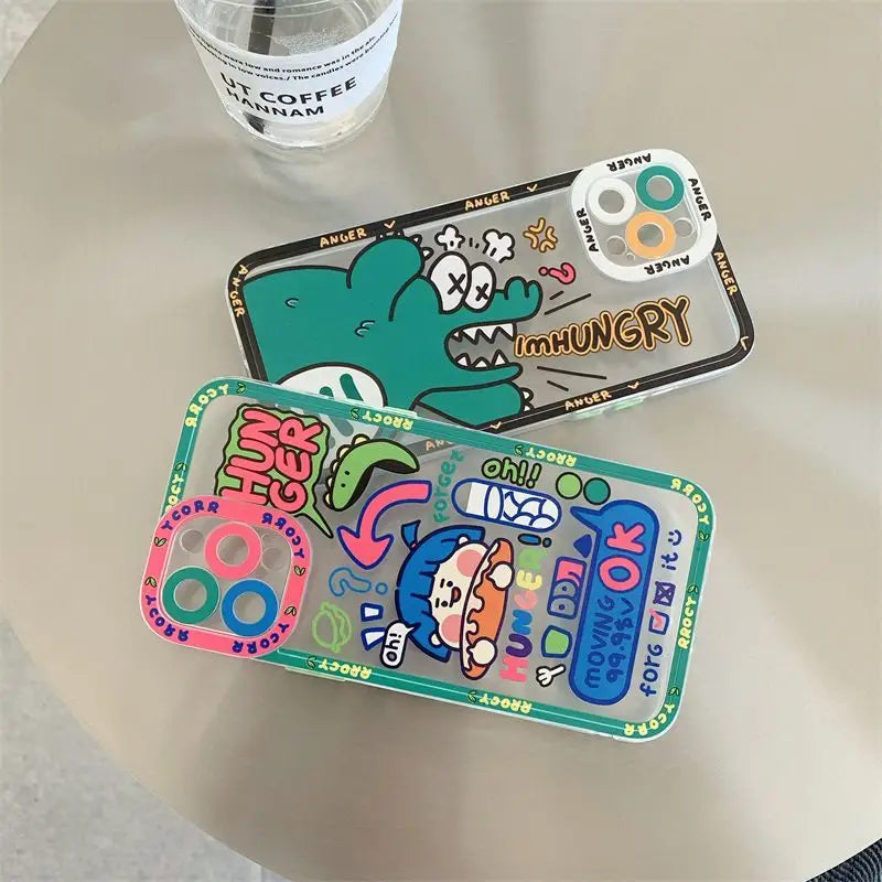 Cartoon Transparent Phone Case - iPhone 12 Pro Max / 12 Pro / 12 / 12 mini / 11 Pro Max / 11 Pro / 11 / SE / XS Max / XS / XR / X / SE 2 / 8 / 8 Plus / 7 / 7 Plus-10