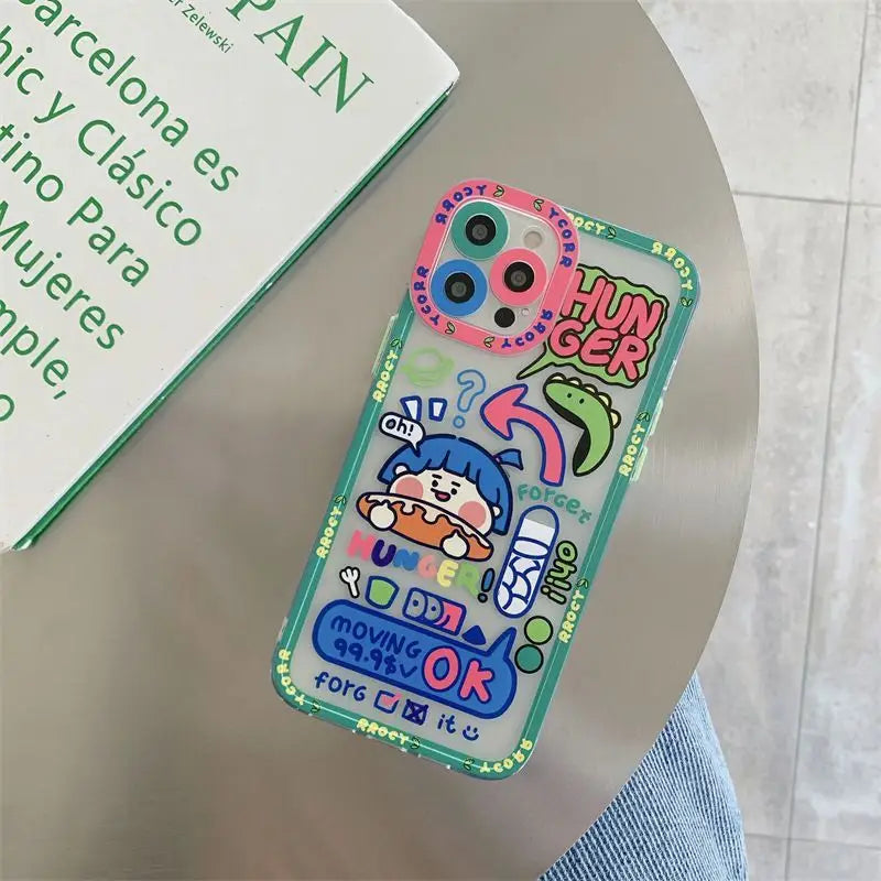 Cartoon Transparent Phone Case - iPhone 12 Pro Max / 12 Pro / 12 / 12 mini / 11 Pro Max / 11 Pro / 11 / SE / XS Max / XS / XR / X / SE 2 / 8 / 8 Plus / 7 / 7 Plus-4