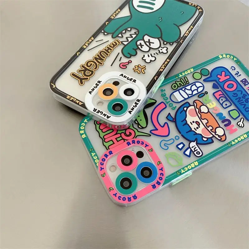 Cartoon Transparent Phone Case - iPhone 12 Pro Max / 12 Pro / 12 / 12 mini / 11 Pro Max / 11 Pro / 11 / SE / XS Max / XS / XR / X / SE 2 / 8 / 8 Plus / 7 / 7 Plus-6