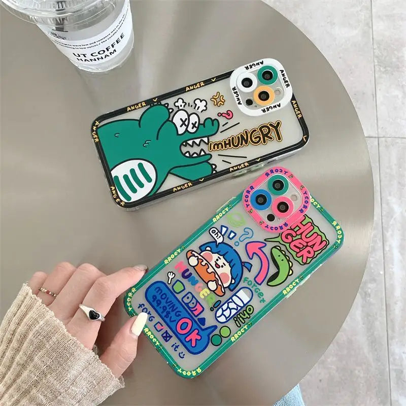 Cartoon Transparent Phone Case - iPhone 12 Pro Max / 12 Pro / 12 / 12 mini / 11 Pro Max / 11 Pro / 11 / SE / XS Max / XS / XR / X / SE 2 / 8 / 8 Plus / 7 / 7 Plus-18