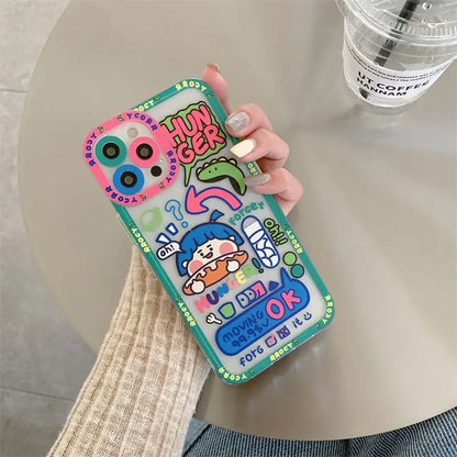 Cartoon Transparent Phone Case - iPhone 12 Pro Max / 12 Pro / 12 / 12 mini / 11 Pro Max / 11 Pro / 11 / SE / XS Max / XS / XR / X / SE 2 / 8 / 8 Plus / 7 / 7 Plus-3