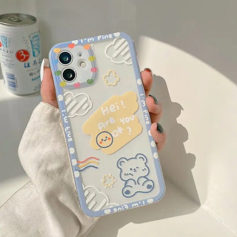 Cartoon Transparent Phone Case - iPhone 13 Pro Max / 13 Pro / 13 / 13 mini / 12 Pro Max / 12 Pro / 12 / 12 mini / 11 Pro Max / 11 Pro / 11 / SE / XS Max / XS / XR / X / SE 2 / 8 / 8 Plus / 7 / 7 Plus / Huawei-12